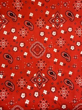 VTG Red Bandana Quilting Cotton Calico Cotton Fabric 2 yards + 17" L x 45" w
